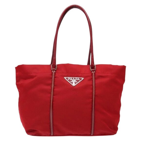 PRADA Tote Bag Nylon Red Silver Auth 138844 - Picture 10 of 16
